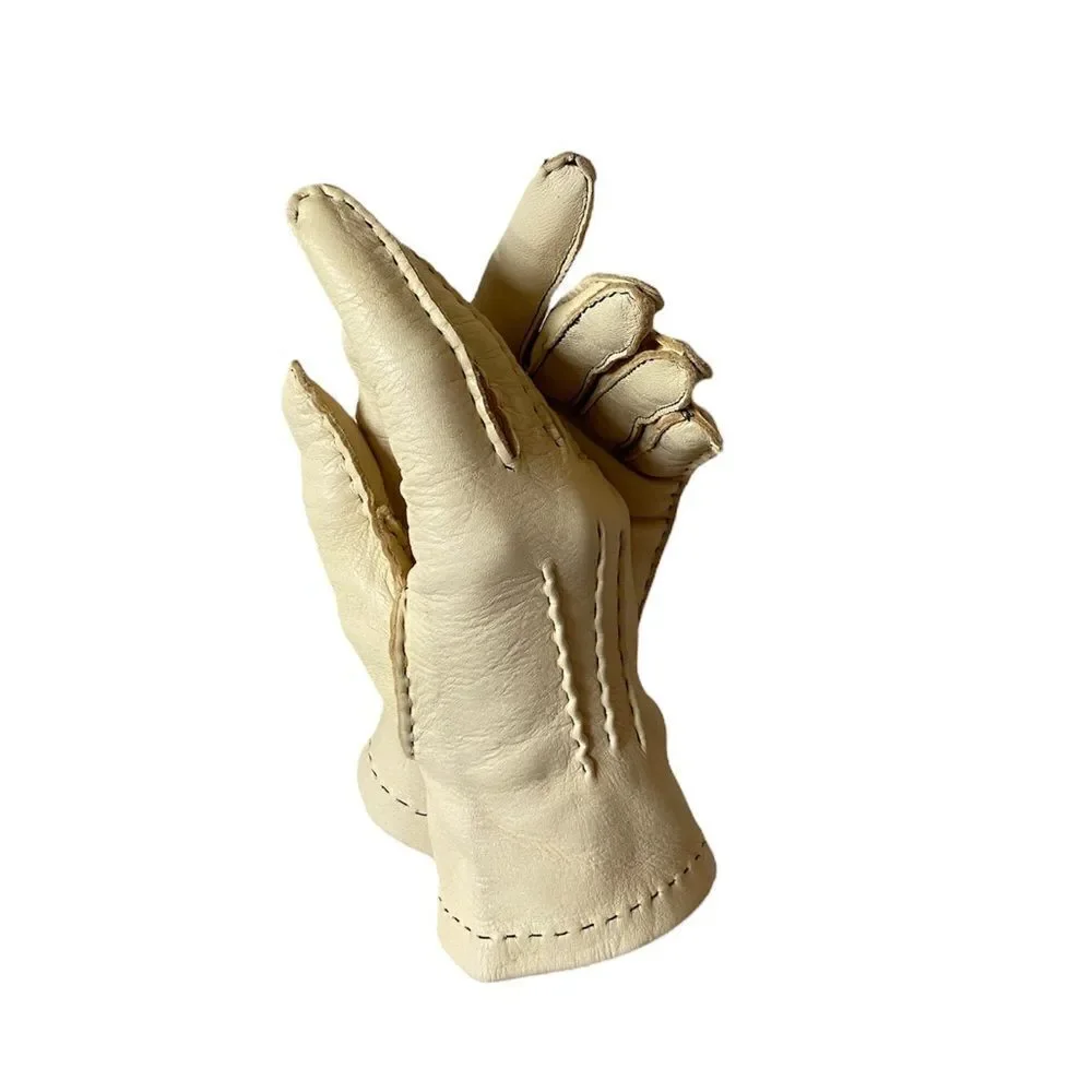 Vintage Leather Cream Gloves Beige Size 6\2